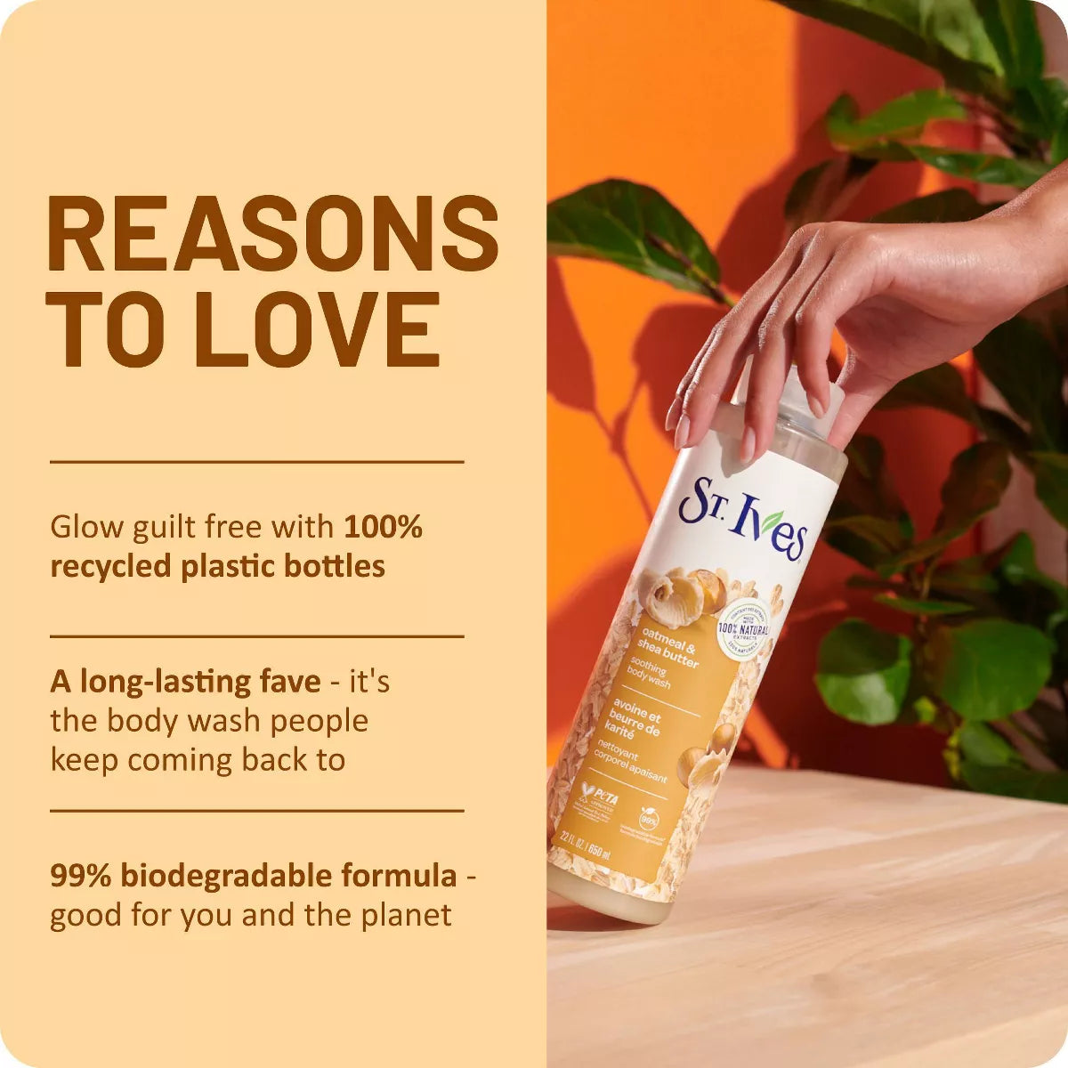St. Ives Oatmeal & Shea Butter Plant-Based Body Wash Soap - 22 Fl Oz: Paraben-Free, Soothing, for All Skin Types, Hydrating