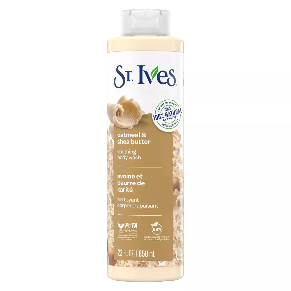 St. Ives Oatmeal & Shea Butter Plant-Based Body Wash Soap - 22 Fl Oz: Paraben-Free, Soothing, for All Skin Types, Hydrating