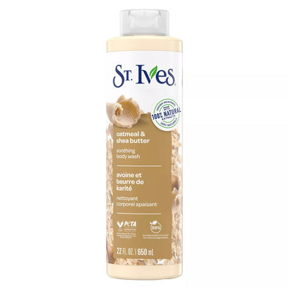 St. Ives Oatmeal & Shea Butter Plant-Based Body Wash Soap - 22 Fl Oz: Paraben-Free, Soothing, for All Skin Types, Hydrating