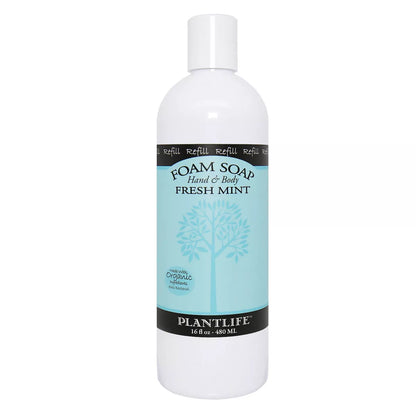 Plantlife Fresh Mint Foam Soap Value Set – Gentle, Moisturizing, Plant-Based for All Skin Types – Hand & Body Wash – 8.5-16Oz