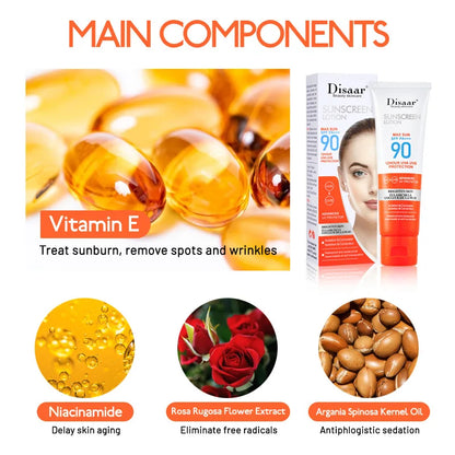 50ml Facial Body Sunscreen Whitening Sun Cream Sunblock Skin Protective Cream Anti-Aging Oil-control Moisturizing SPF 90+++ Face