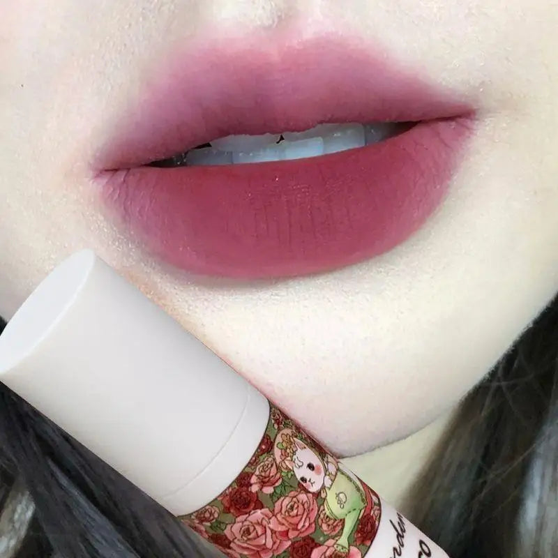 Rose Garden Matte Muse Lip Mud Liquid Lipstick Waterproof Nude Lip Gloss Long Lasting Non-stick Cup Sexy Women Lipgloss Cosmetic
