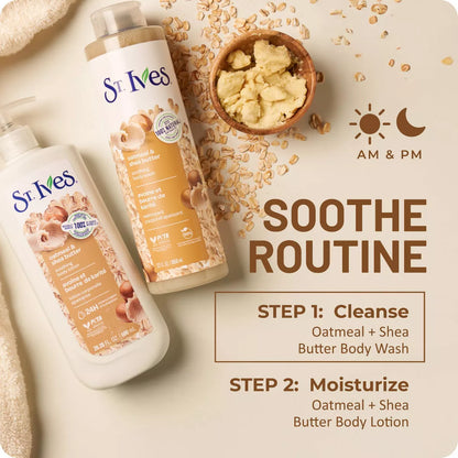 St. Ives Oatmeal & Shea Butter Plant-Based Body Wash Soap - 22 Fl Oz: Paraben-Free, Soothing, for All Skin Types, Hydrating