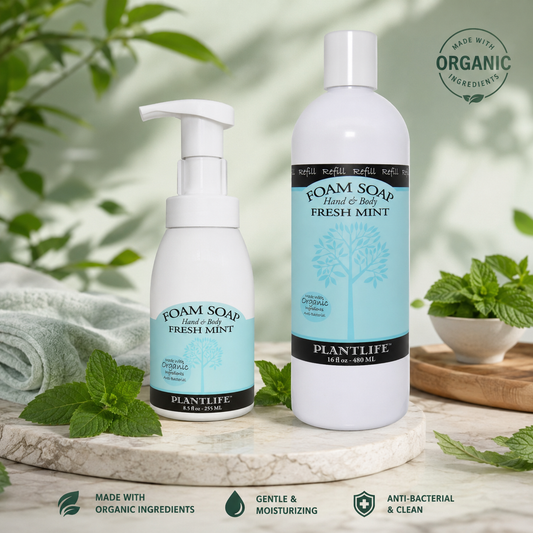 Plantlife Fresh Mint Foam Soap Value Set – Gentle, Moisturizing, Plant-Based for All Skin Types – Hand & Body Wash – 8.5-16Oz